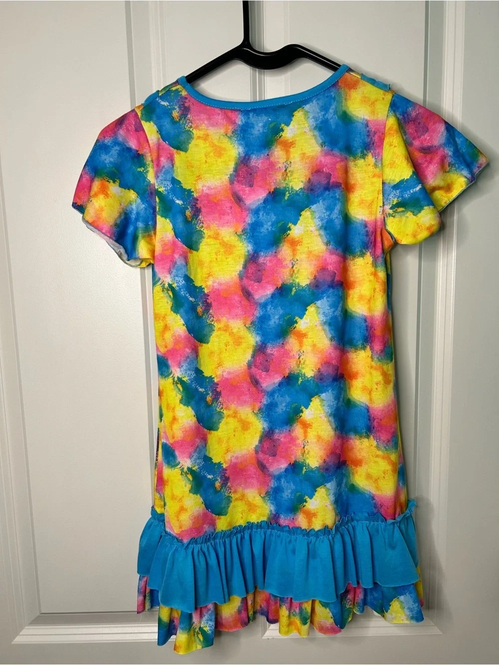 Sunshine Swing Girls Tie Dye Watercolor Ruffle Swing Dress Size 8